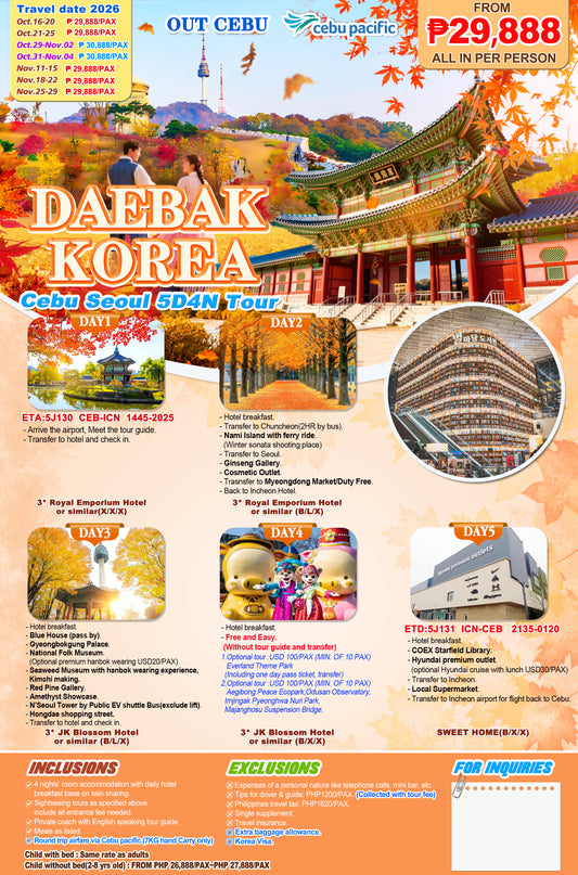 Daebak Korea 5D4N Experience 2026