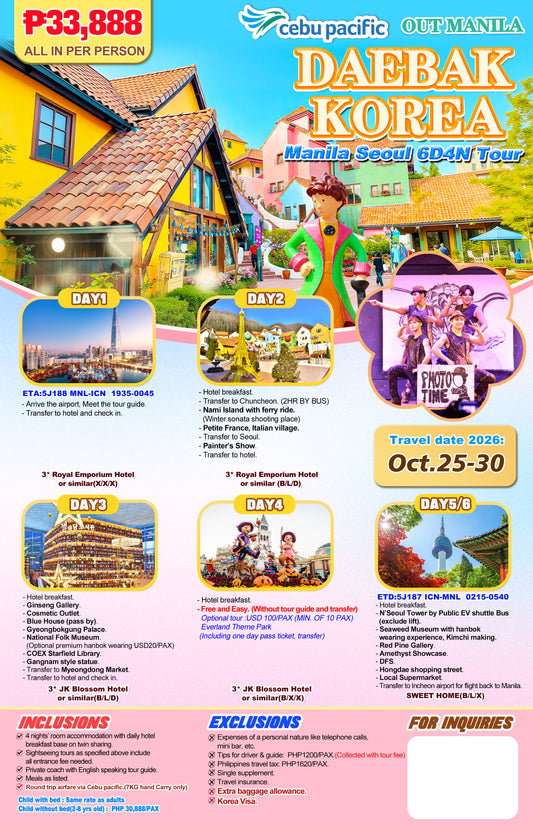 Daebak Korea 6D4N Experience 2026